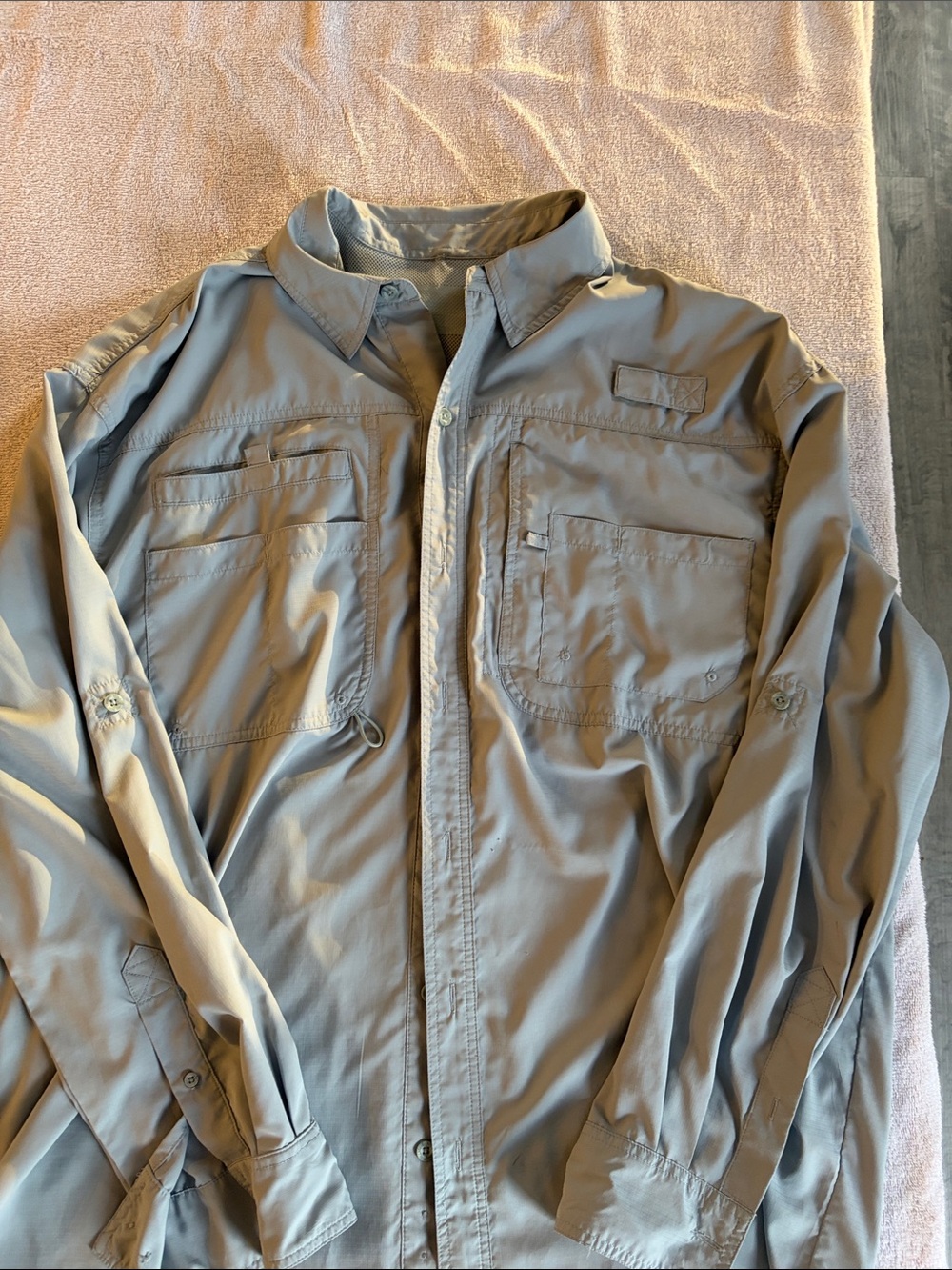 Men's Lightweight Long-Sleeve Fishing Utility Shirt Jacket - Gray